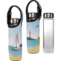 Goebel - Scandic Home | Glazen fles met hoes Ocean Love | Beker - glas - 700ml
