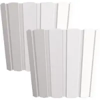 Prosperplast Set van 4x stuks wood-look plantenpot/bloempot kunststof dia 14.5 cm/hoogte 13 cm parel wit voor binnen/buiten