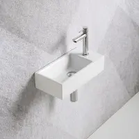 Guido Gusto Fonteinset Mia 40.5x20x10.5cm glans wit rechts inclusief fontein kraan, sifon en afvoerplug chroom