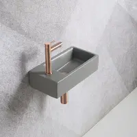Guido Gusto Fonteinset Mia 40.5x20x10.5cm mat grijs links inclusief fontein kraan, sifon en afvoerplug mat rose goud