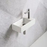 Guido Gusto Fonteinset Mia 40.5x20x10.5cm mat wit rechts inclusief fontein kraan, sifon en afvoerplug RVS