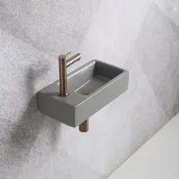Guido Gusto Fonteinset Mia 40.5x20x10.5cm mat grijs links inclusief fontein kraan, sifon en afvoerplug copper