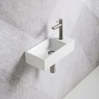 Guido Gusto Fonteinset Mia 40.5x20x10.5cm glans wit rechts inclusief fontein kraan, sifon en afvoerplug RVS