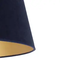 Duolla Lampenkap Cone hoogte 18 cm, donkerblauw/goud, blauw, Textiel / Stof / Zijde