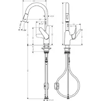 Hansgrohe Focus M42 - Keukenkraan M429-H220 met uittrekbare handdouche, rvs look 71800800