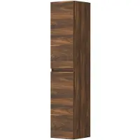 Ink Hoge Kast Universeel 2 Deuren Greeploos Houten Keerlijst En 4 Glazen Planchettes - Noten - 350x370x1690 Mm (bxdxh) - Badkamermeubels, Kolom- En