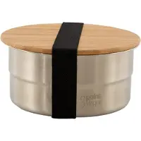 Point-Virgule Ronde lunchbox uit rvs met deksel uit bamboe 850ml