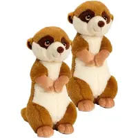 Keel Toys 2x stuks pluche knuffel Stokstaartjes van 30 cm - Dieren knuffelbeesten voor kinderen of decoratie
