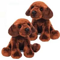 Suki Gifts 2x stuks pluche Labrador knuffel hond bruin 12 cm - Speelgoed honden knuffels