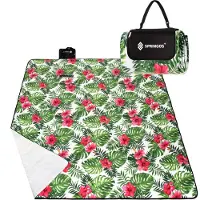 Springos Picknickkleed | Picknickdeken | Buitenkleed | Picknick | 200 x 160 cm | Groen/Roze/Wit