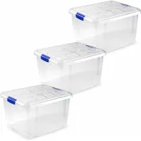 PlasticForte 6x stuks opslagboxen/bakken/organizers met deksel 25 liter van 42 x 36 x 25 cm transparant plastic