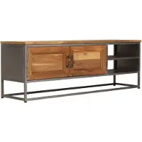 vidaXL Tv-meubel 120x30x40 cm gerecycled teakhout en staal