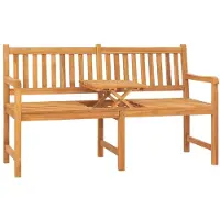 Natur24 Tuinbank met tafel 3-zits 150 cm massief teakhout