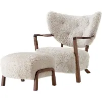 &tradition Wulff Lounge Chair ATD2 fauteuil incl. poef ATD3 Geolied walnoot-Moonlight