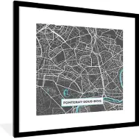 PosterMonkey Fotolijst incl. Poster - Fontenay-sous-Bois - Frankrijk - Kaart - Plattegrond - Stadskaart - 40x40 cm - Posterlijst