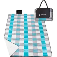 Springos Picknickkleed | Picknickdeken | Buitenkleed | Picknick | 300 x 200 cm | Blauw/Grijs