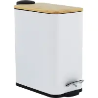 Viking Choice Pedaalemmer - prullenbak badkamer - 5 liter - wit bamboe
