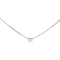 Lovenotes ketting - zilver - gerhodineerd - vierkant met zirkonia - 40 + 3 cm