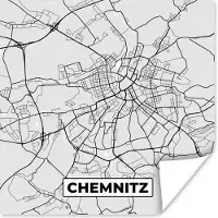 PosterMonkey Poster Kaart - Plattegrond - Stadskaart - Duitsland - Chemnitz - 75x75 cm