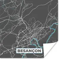 PosterMonkey Poster Besançon - Frankrijk - Plattegrond - Kaart - Stadskaart - 75x75 cm