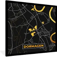 PosterMonkey Fotolijst incl. Poster - Dormagen - Goud - Stadskaart - Duitsland - Kaart - Plattegrond - 40x40 cm - Posterlijst