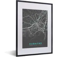 PosterMonkey Fotolijst incl. Poster - Aubagne - Plattegrond - Stadskaart - Frankrijk - Kaart - 30x40 cm - Posterlijst