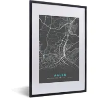 PosterMonkey Fotolijst incl. Poster - Stadskaart – Aalen – Duitsland – Plattegrond – Kaart - 40x60 cm - Posterlijst