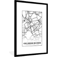 PosterMonkey Fotolijst incl. Poster - Kaart - Plattegrond - Gelsenkirchen - Stadskaart - 80x120 cm - Posterlijst