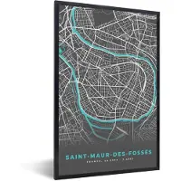 PosterMonkey Fotolijst incl. Poster - Saint-Maur-des-Fossés - Frankrijk - Plattegrond - Stadskaart - Kaart - 20x30 cm - Posterlijst