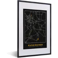 PosterMonkey Fotolijst incl. Poster - Black and Gold – Stadskaart – Euskirchen – Duitsland – Plattegrond – Kaart - 40x60 cm - Posterlijst