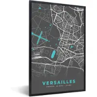 PosterMonkey Fotolijst incl. Poster - Kaart – Stadskaart – Versailles - Plattegrond – Frankrijk - 60x90 cm - Posterlijst