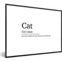 PosterMonkey Fotolijst incl. Poster - Quotes - Huisdieren - Cat - Spreuken - Woordenboek - Kat definitie - 80x60 cm - Posterlijst