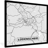PosterMonkey Fotolijst incl. Poster - Duitsland - Plattegrond - Lüdenscheid - Kaart - Stadskaart - 40x40 cm - Posterlijst