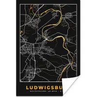 PosterMonkey Poster Ludwigsburg - Goud - Duitsland - Stadskaart - Kaart - Plattegrond - 80x120 cm