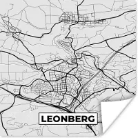 PosterMonkey Poster Kaart - Duitsland - Plattegrond - Stadskaart - Leonberg - 75x75 cm