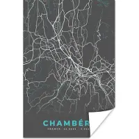 PosterMonkey Poster Chambéry - Plattegrond - Kaart - Stadskaart - Frankrijk - 80x120 cm