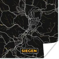 PosterMonkey Poster Siegen - Stadskaart - Plattegrond - Kaart - Goud - Duitsland - 75x75 cm