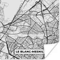 PosterMonkey Poster Kaart - Stadskaart - Frankrijk - Le Blanc-Mesnil - Plattegrond - 50x50 cm