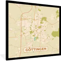 PosterMonkey Fotolijst incl. Poster - Göttingen - Vintage - Plattegrond - Kaart - Stadskaart - 40x40 cm - Posterlijst