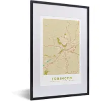 PosterMonkey Fotolijst incl. Poster - Tübingen - Plattegrond - Kaart - Stadskaart - Vintage - 40x60 cm - Posterlijst