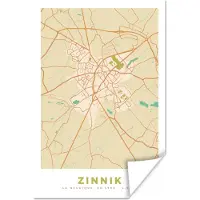 PosterMonkey Poster Kaart - Stadskaart - België - Zinnik - Plattegrond - 20x30 cm