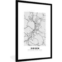 PosterMonkey Fotolijst incl. Poster - Duitsland - Plattegrond - Siegen - Kaart - Stadskaart - 60x90 cm - Posterlijst