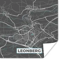 PosterMonkey Poster Leonberg – Stadskaart – Blauw – Plattegrond – Stadskaart – Kaart - Duitsland - 75x75 cm