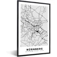 PosterMonkey Fotolijst incl. Poster - Mainz - Kaart - Stadskaart - Plattegrond - Duitsland - 20x30 cm - Posterlijst