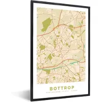 PosterMonkey Fotolijst incl. Poster - Bottrop - Kaart - Vintage - Stadskaart - Plattegrond - 60x90 cm - Posterlijst