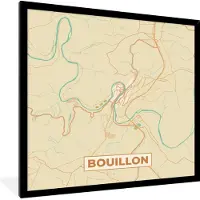 PosterMonkey Fotolijst incl. Poster - Stadskaart - Plattegrond - Bouillon - Kaart - Vintage - 40x40 cm - Posterlijst