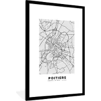 PosterMonkey Fotolijst incl. Poster - Poitiers - Plattegrond - Frankrijk - Kaart - Stadskaart - 80x120 cm - Posterlijst