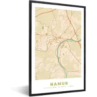 PosterMonkey Fotolijst incl. Poster - Stadskaart - Plattegrond - Kaart - Namen - Vintage - 40x60 cm - Posterlijst