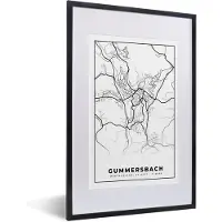PosterMonkey Fotolijst incl. Poster - Stadskaart - Gummersbach - Plattegrond - Kaart - 40x60 cm - Posterlijst