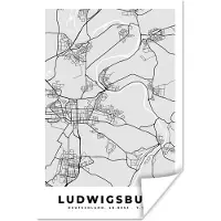 PosterMonkey Poster Plattegrond - Duitsland - Ludwigsburg - Kaart - Stadskaart - 60x90 cm
